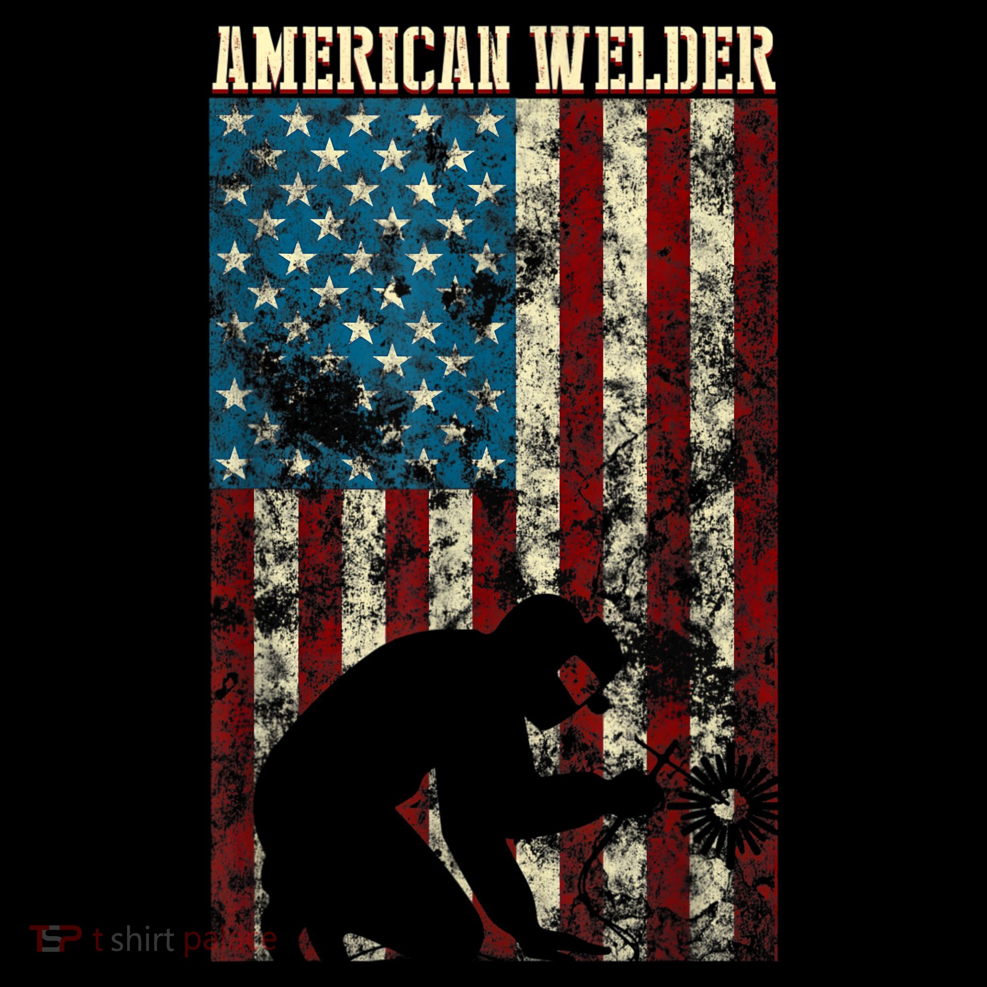 Welding Patriotic Distressed USA American Flag Gift Welder Women's Hoodie