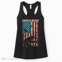 Welding Patriotic Distressed USA American Flag Gift Welder Women's Tank Top thumb 0