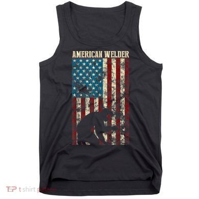Welding Patriotic Distressed USA American Flag Gift Welder Tank Top