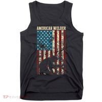 Welding Patriotic Distressed USA American Flag Gift Welder Tank Top thumb 0