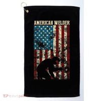 Welding Patriotic Distressed USA American Flag Gift Welder Golf Towel thumb 0