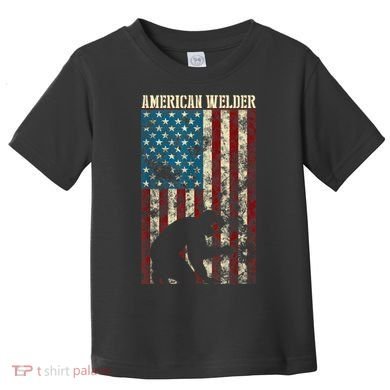 Welding Patriotic Distressed USA American Flag Gift Welder Toddler T-Shirt