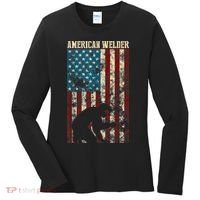 Welding Patriotic Distressed USA American Flag Gift Welder Women's Long Sleeve Shirt thumb 0