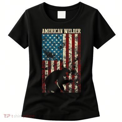 Welding Patriotic Distressed USA American Flag Gift Welder Women's T-Shirt