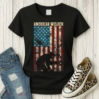 Welding Patriotic Distressed USA American Flag Gift Welder Women's T-Shirt thumb 3