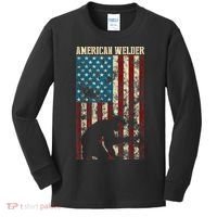 Welding Patriotic Distressed USA American Flag Gift Welder Kids Long Sleeve Shirt thumb 0