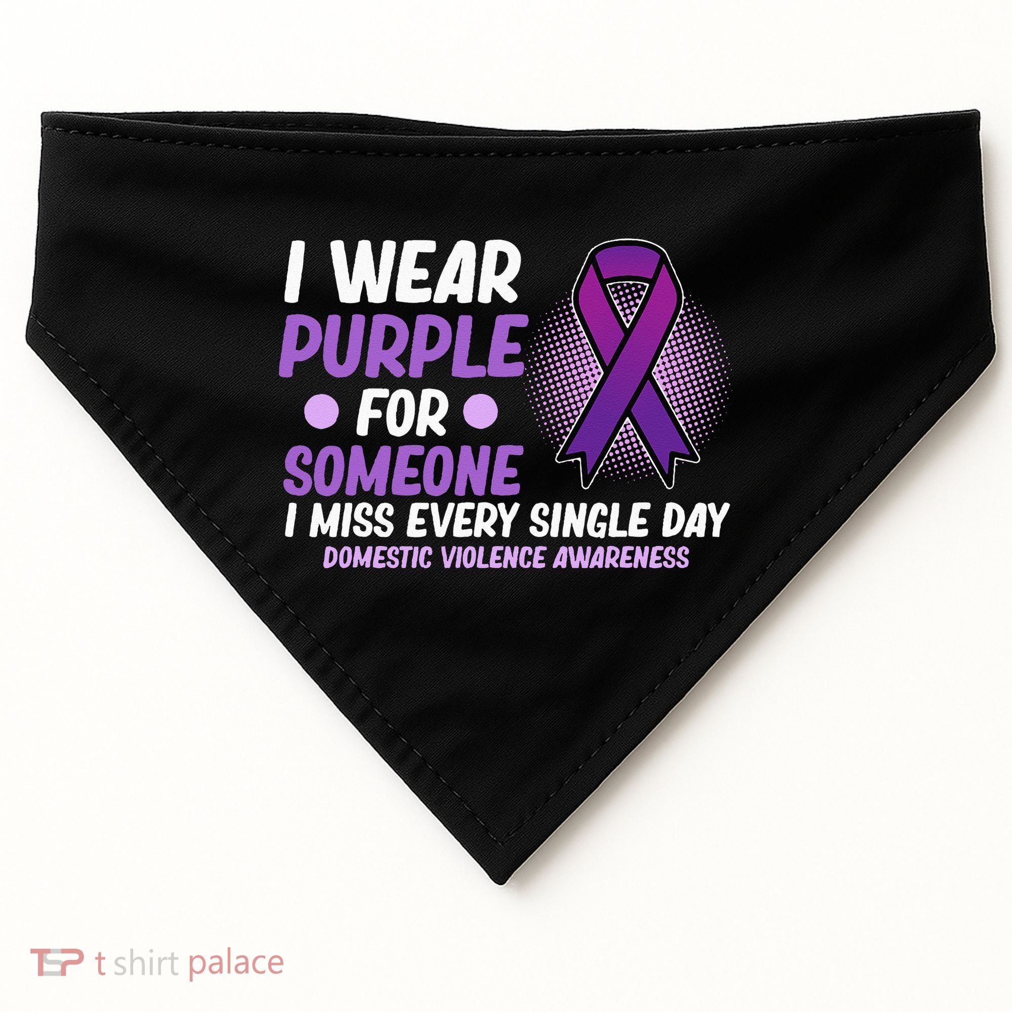 Wear Purple For Someone Domestic Violence Awareness Graphic USA-Made Doggie Bandana