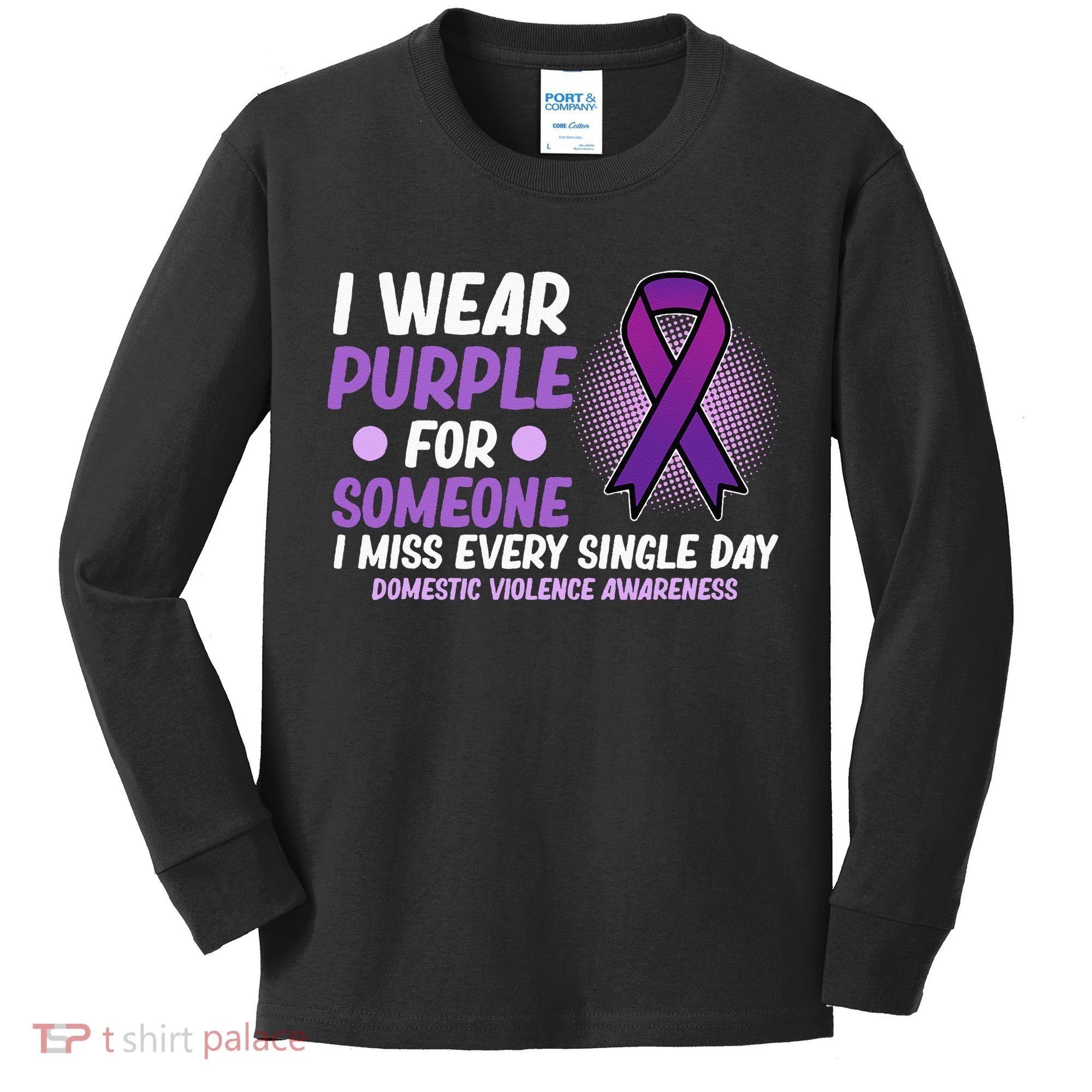 Wear Purple For Someone Domestic Violence Awareness Graphic Kids Long Sleeve Shirt