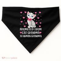 Womens Promoted From Cat Grandma To Human Grandma Funny Cat USA-Made Doggie Bandana thumb 0
