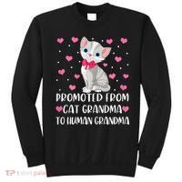 Womens Promoted From Cat Grandma To Human Grandma Funny Cat Sweatshirt thumb 0