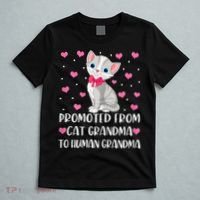 Womens Promoted From Cat Grandma To Human Grandma Funny Cat T-Shirt thumb 5