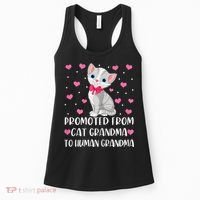 Womens Promoted From Cat Grandma To Human Grandma Funny Cat Women's Tank Top thumb 0