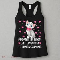 Womens Promoted From Cat Grandma To Human Grandma Funny Cat Women's Tank Top thumb 3