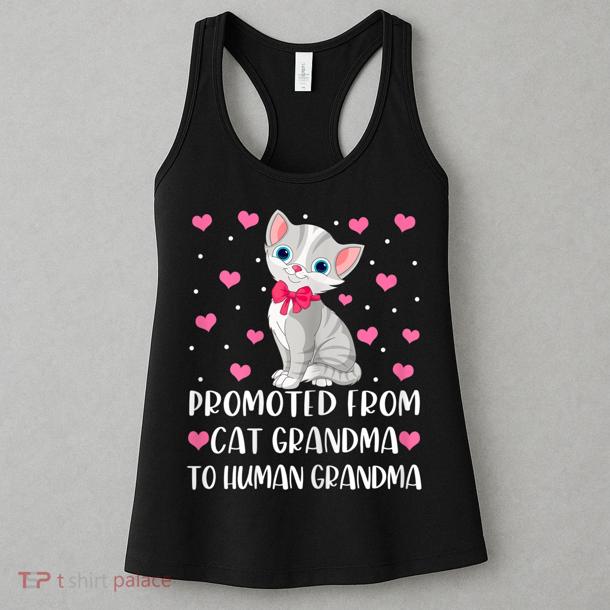 Womens Promoted From Cat Grandma To Human Grandma Funny Cat Women's Tank Top