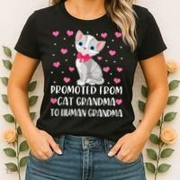 Womens Promoted From Cat Grandma To Human Grandma Funny Cat Women's T-Shirt thumb 2