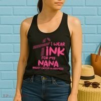Wear Pink For My Nana Breast Cancer Awareness Grandma Women's Tank Top thumb 2