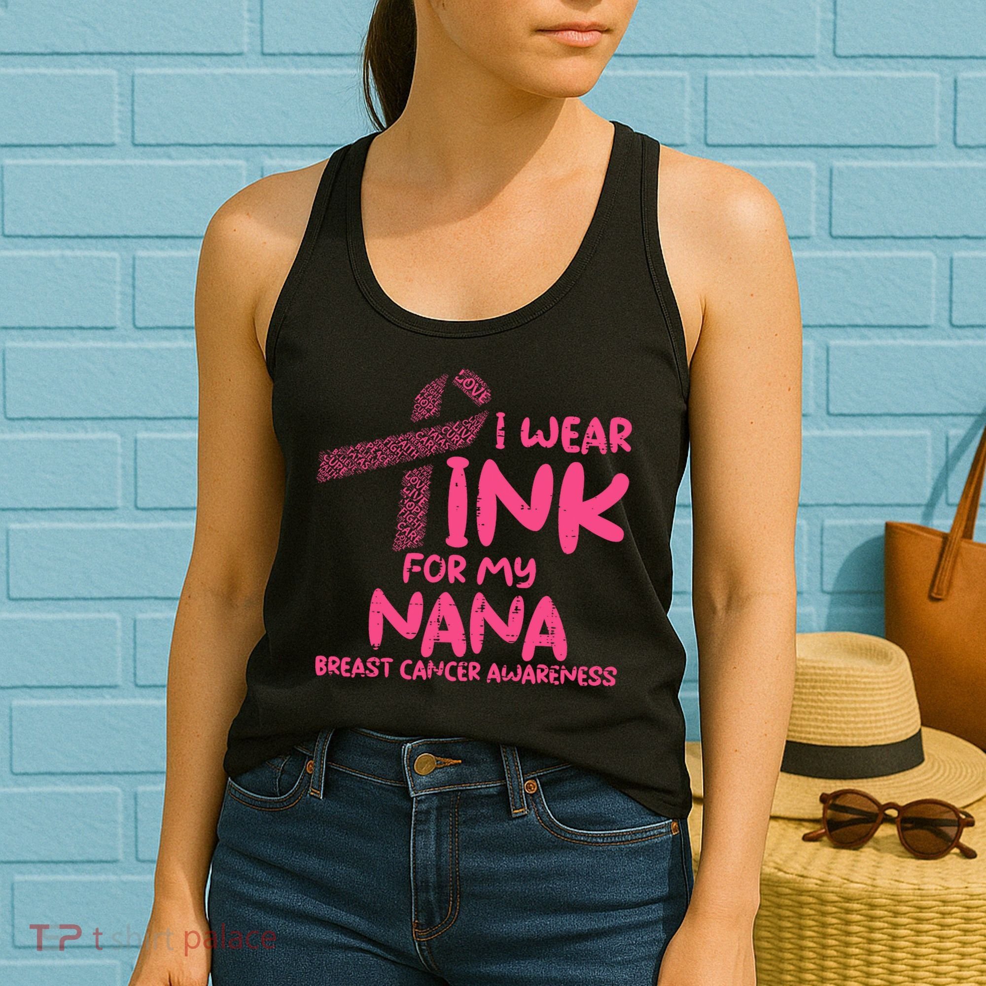 Wear Pink For My Nana Breast Cancer Awareness Grandma Women's Tank Top