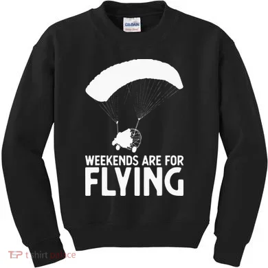 Weekends PPC Flying Powered Parachute Kids Sweatshirt