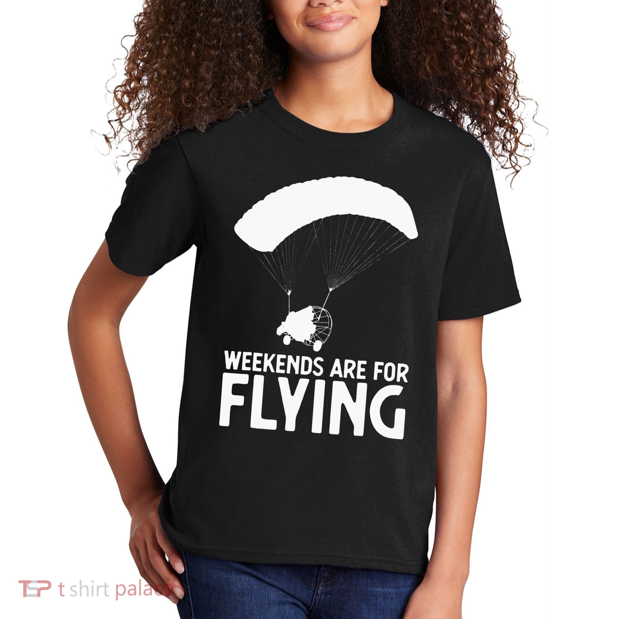 Weekends PPC Flying Powered Parachute Kids T-Shirt