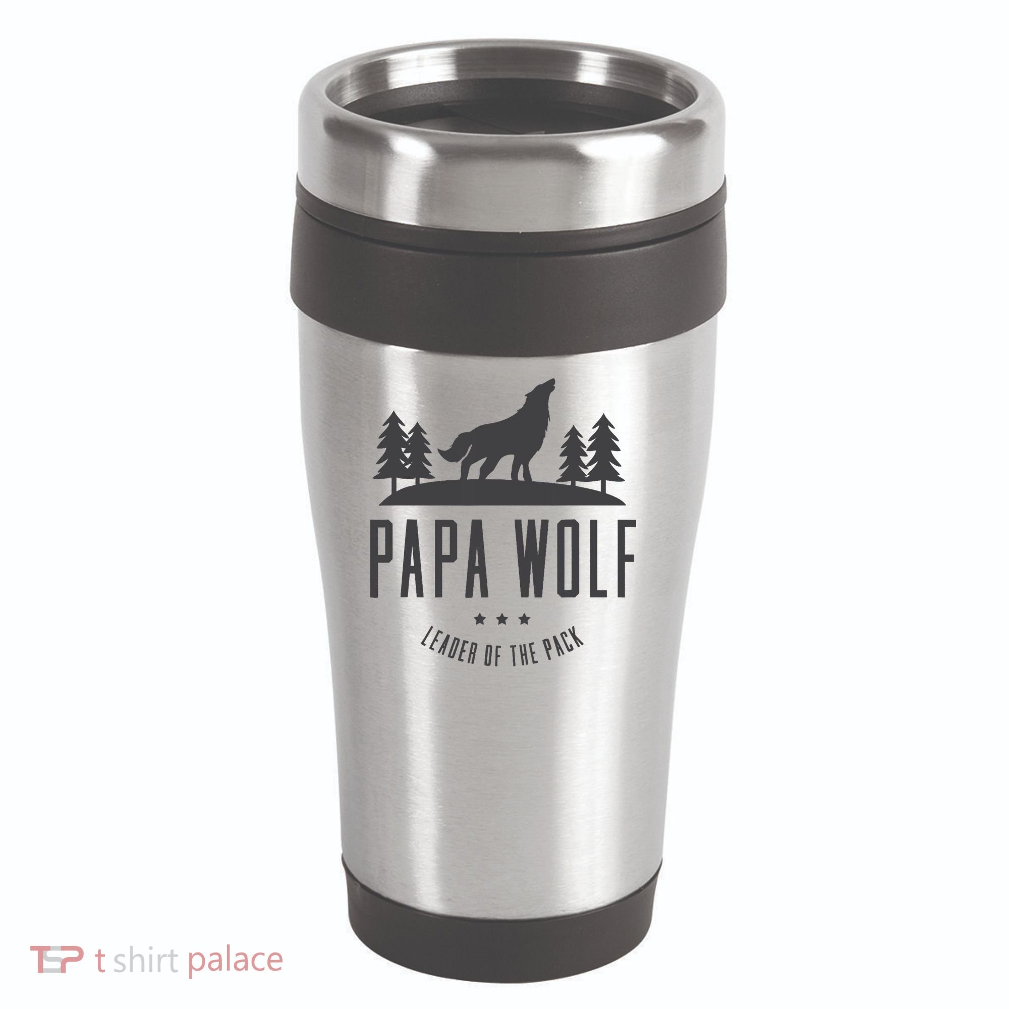 Wolf Pack Family - Dad Papa Wolf 16oz Travel Tumbler