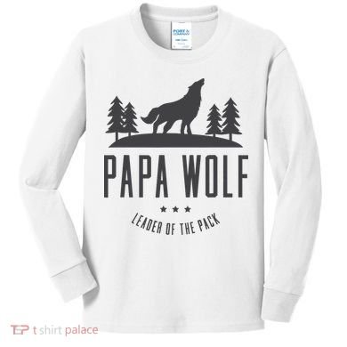 Wolf Pack Family - Dad Papa Wolf Kids Long Sleeve Shirt