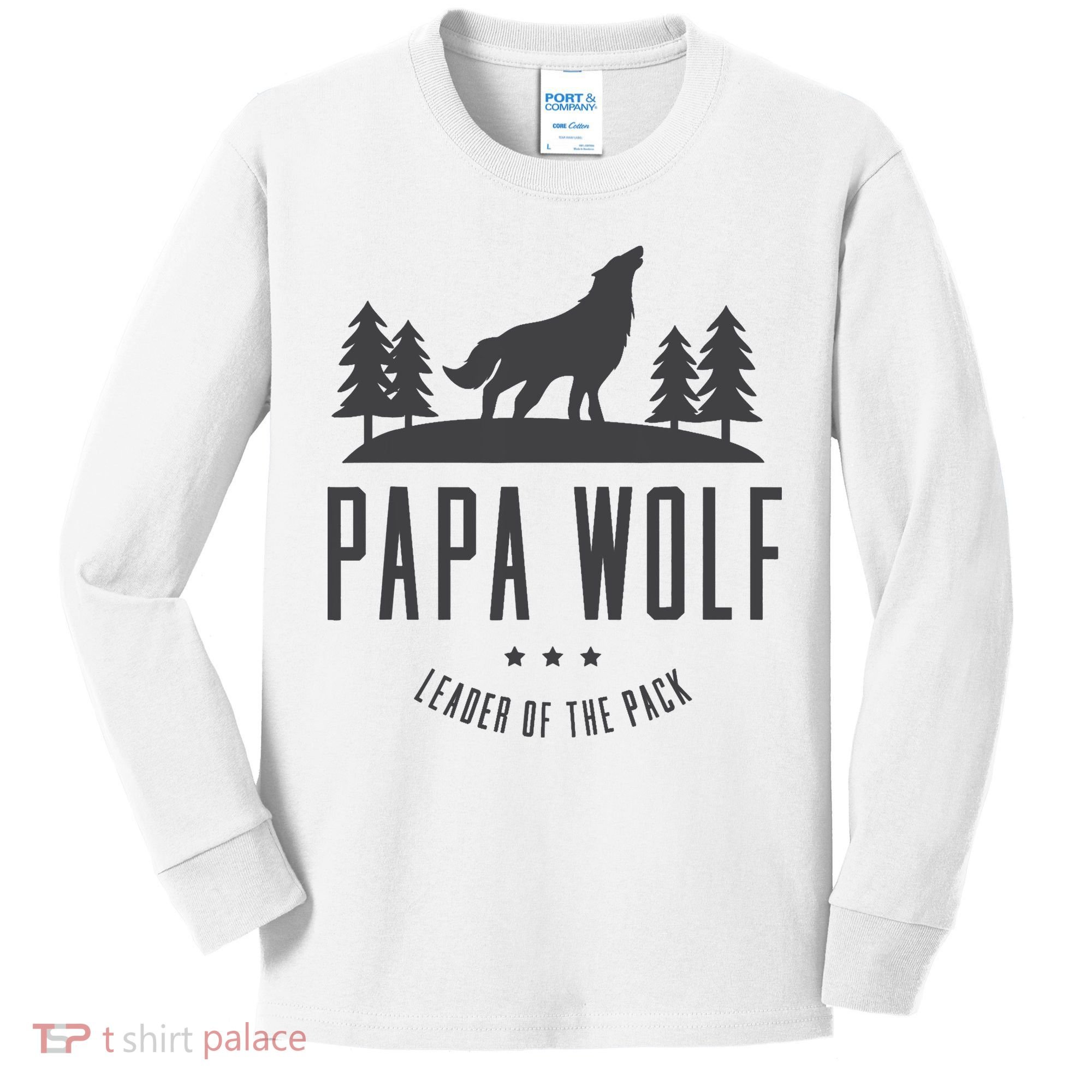 Wolf Pack Family - Dad Papa Wolf Kids Long Sleeve Shirt