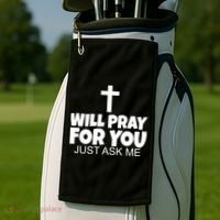 Will Pray For You Just Ask Me Christian Healing Golf Towel thumb 2