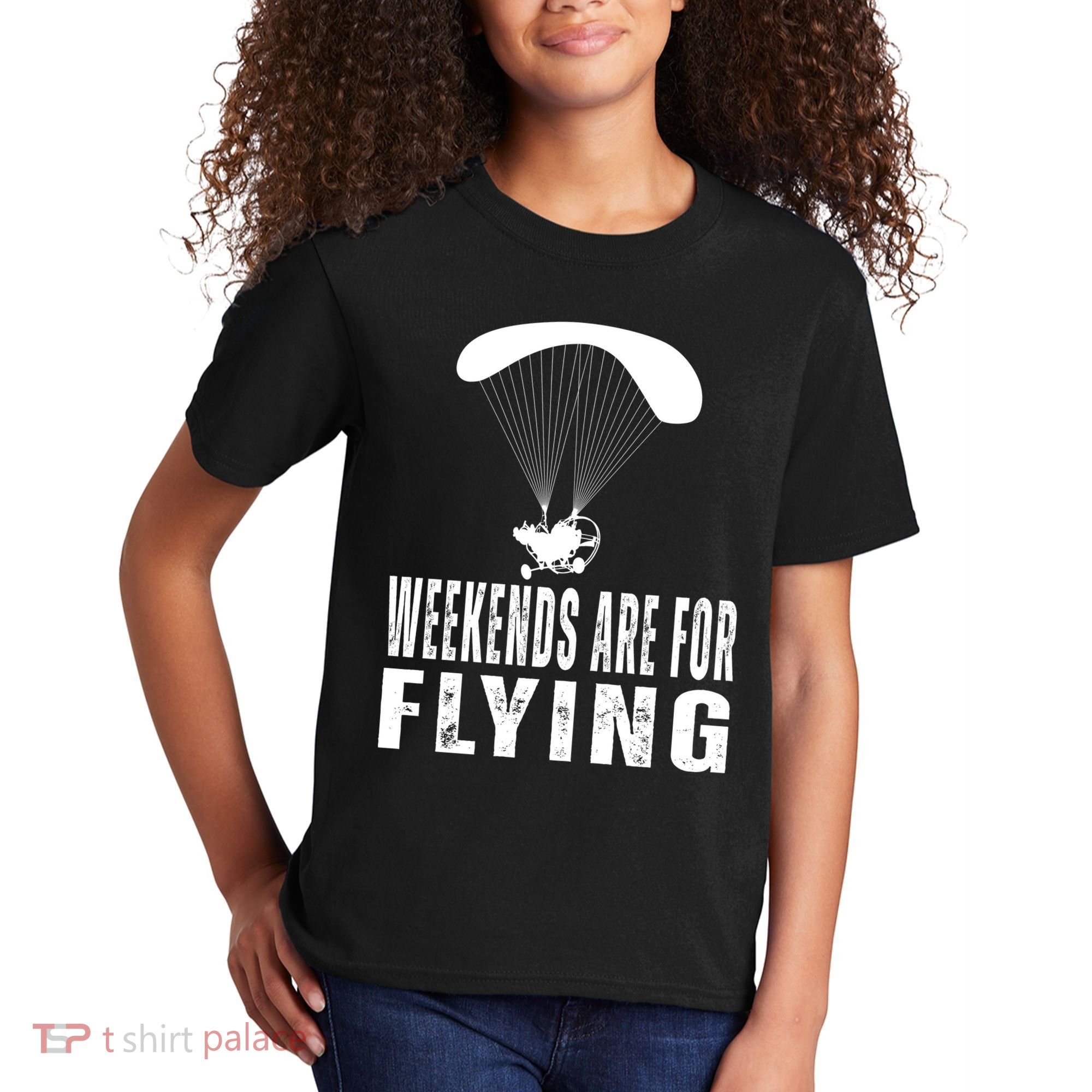 Weekends Ppc Flying Powered Parachute Kids T-Shirt