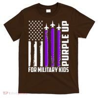 Wear Purple For Military Family Kids USA Flag T-Shirt thumb 0