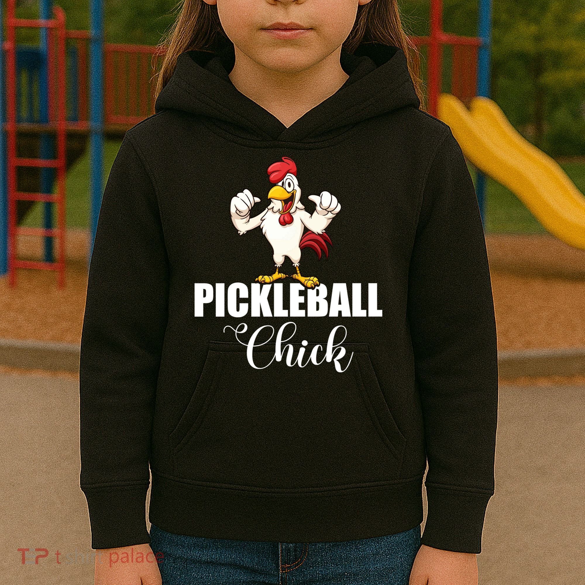 Womens Pickleball Gift Pickle Ball Chick Player Kids Hoodie