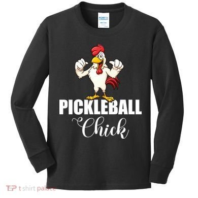 Womens Pickleball Gift Pickle Ball Chick Player Kids Long Sleeve Shirt