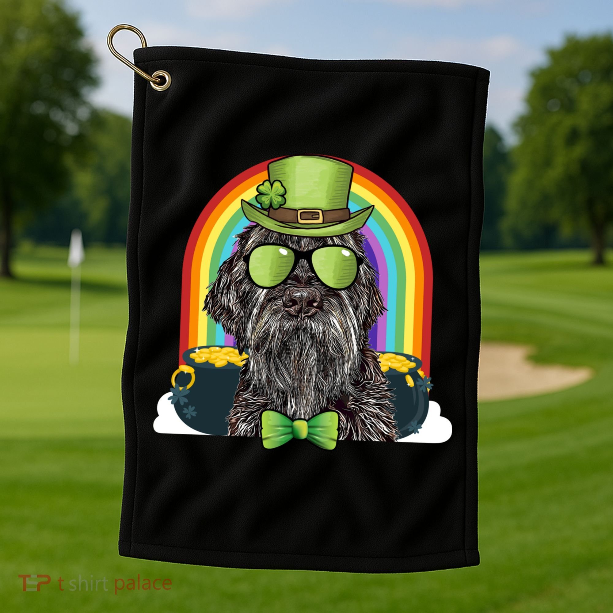 Wirehaired Pointing Griffon Dog Funny St Patricks Day Gift Golf Towel