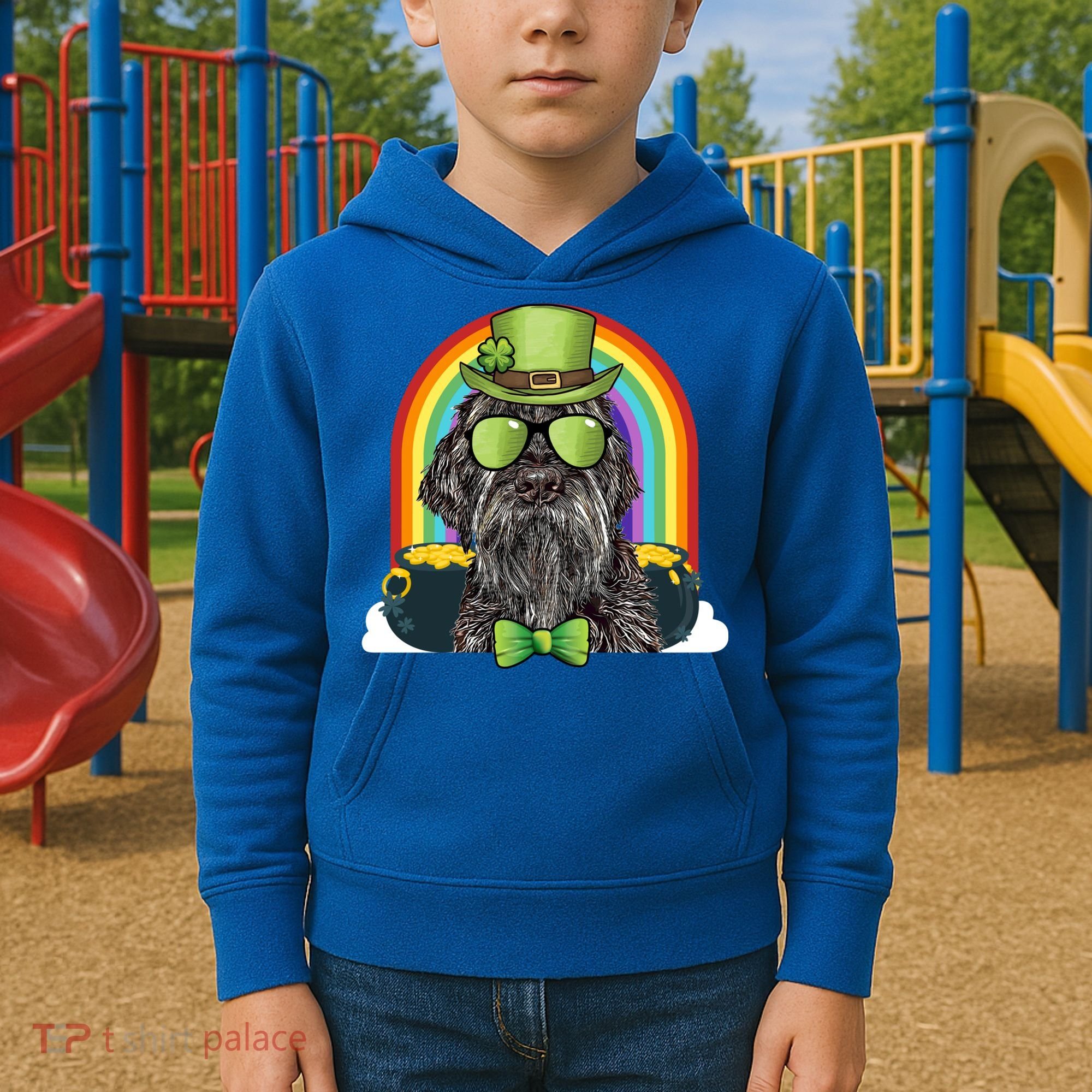 Wirehaired Pointing Griffon Dog Funny St Patricks Day Gift Kids Hoodie