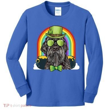 Wirehaired Pointing Griffon Dog Funny St Patricks Day Gift Kids Long Sleeve Shirt