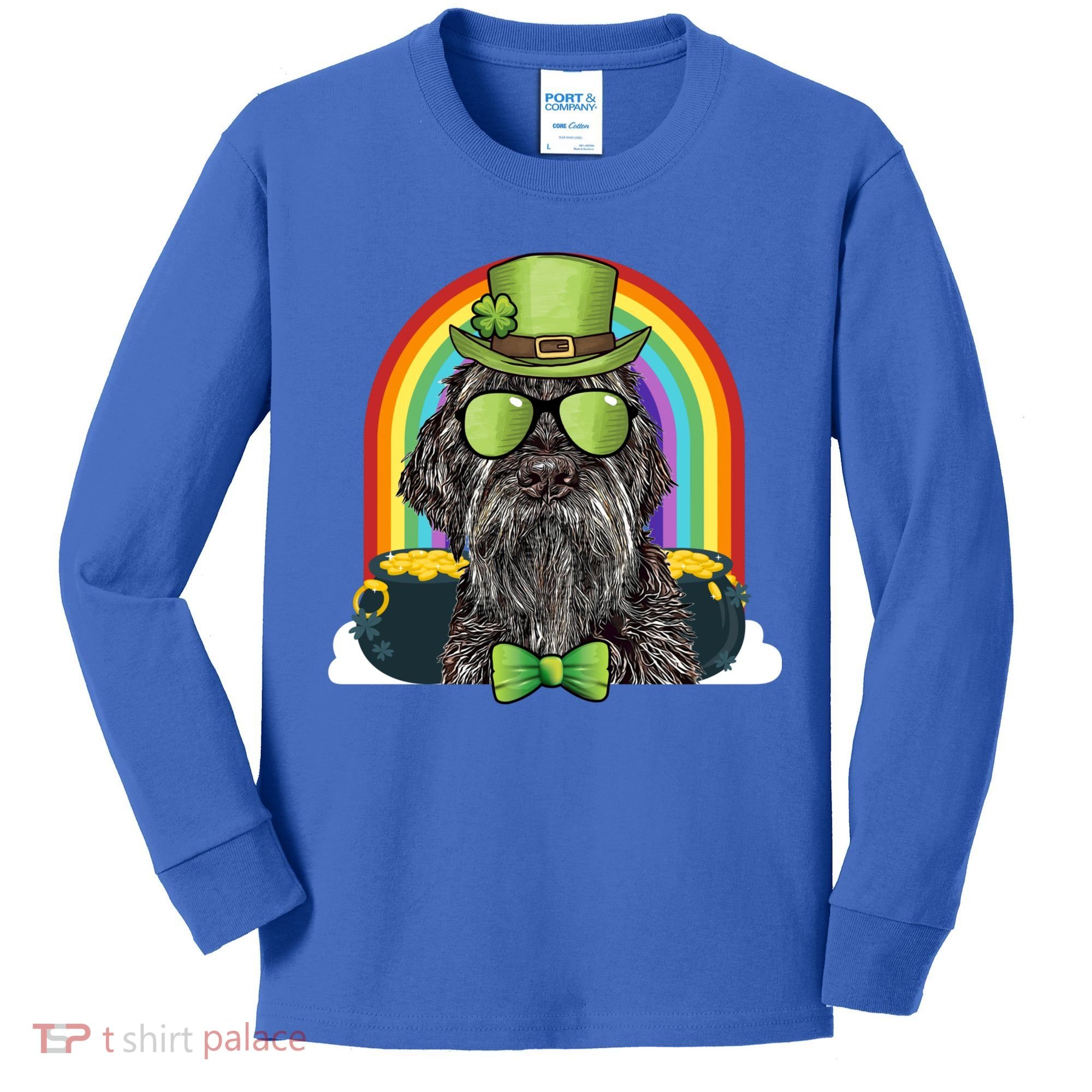Wirehaired Pointing Griffon Dog Funny St Patricks Day Gift Kids Long Sleeve Shirt