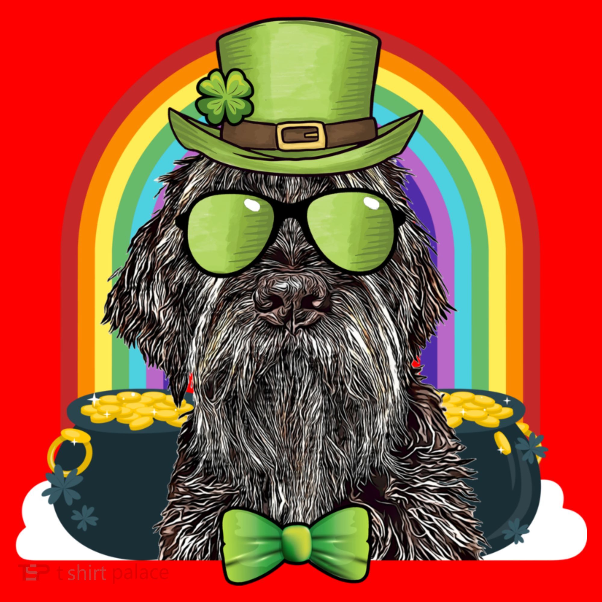 Wirehaired Pointing Griffon Dog Funny St Patricks Day Gift Santa Hat