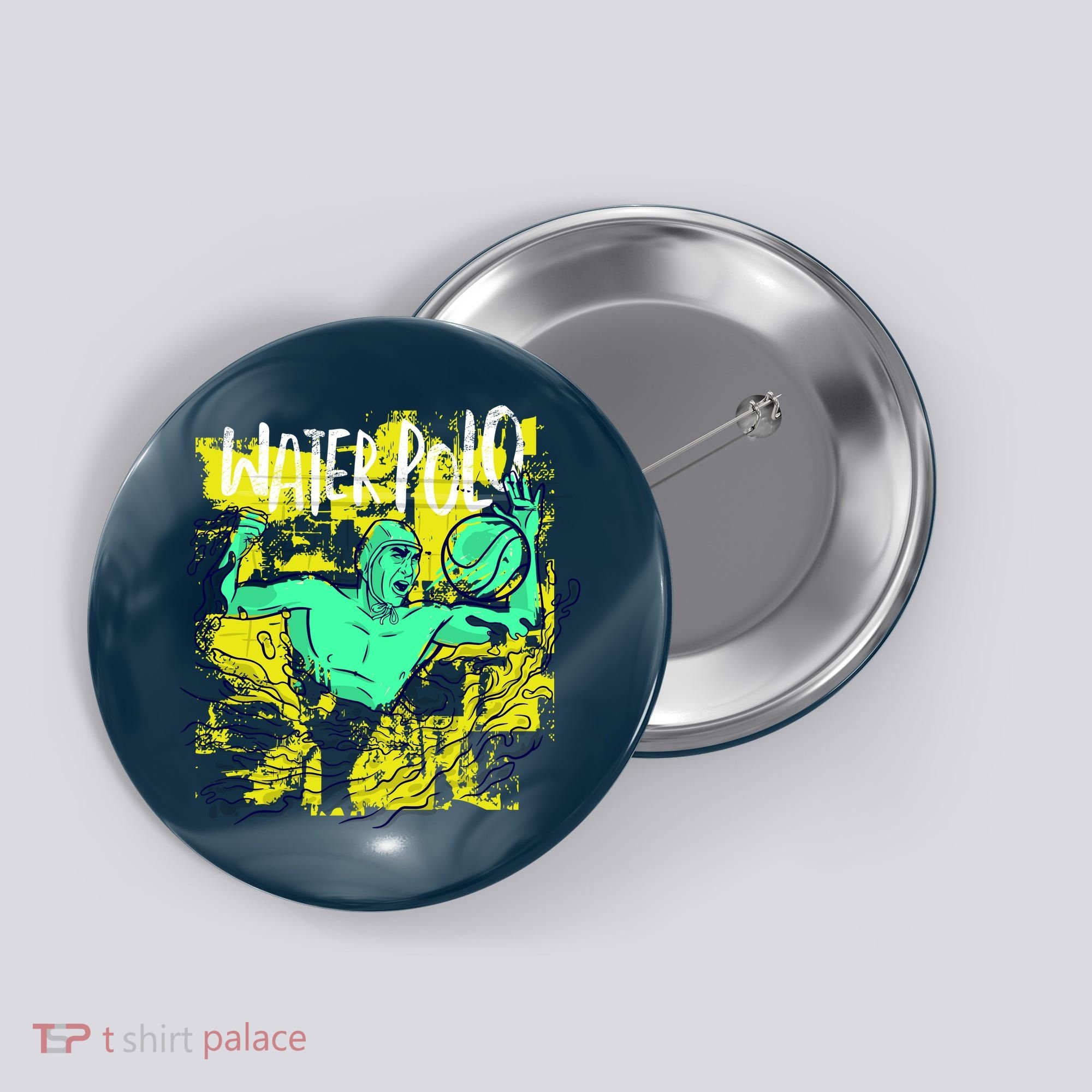 Water Polo Grunge Button