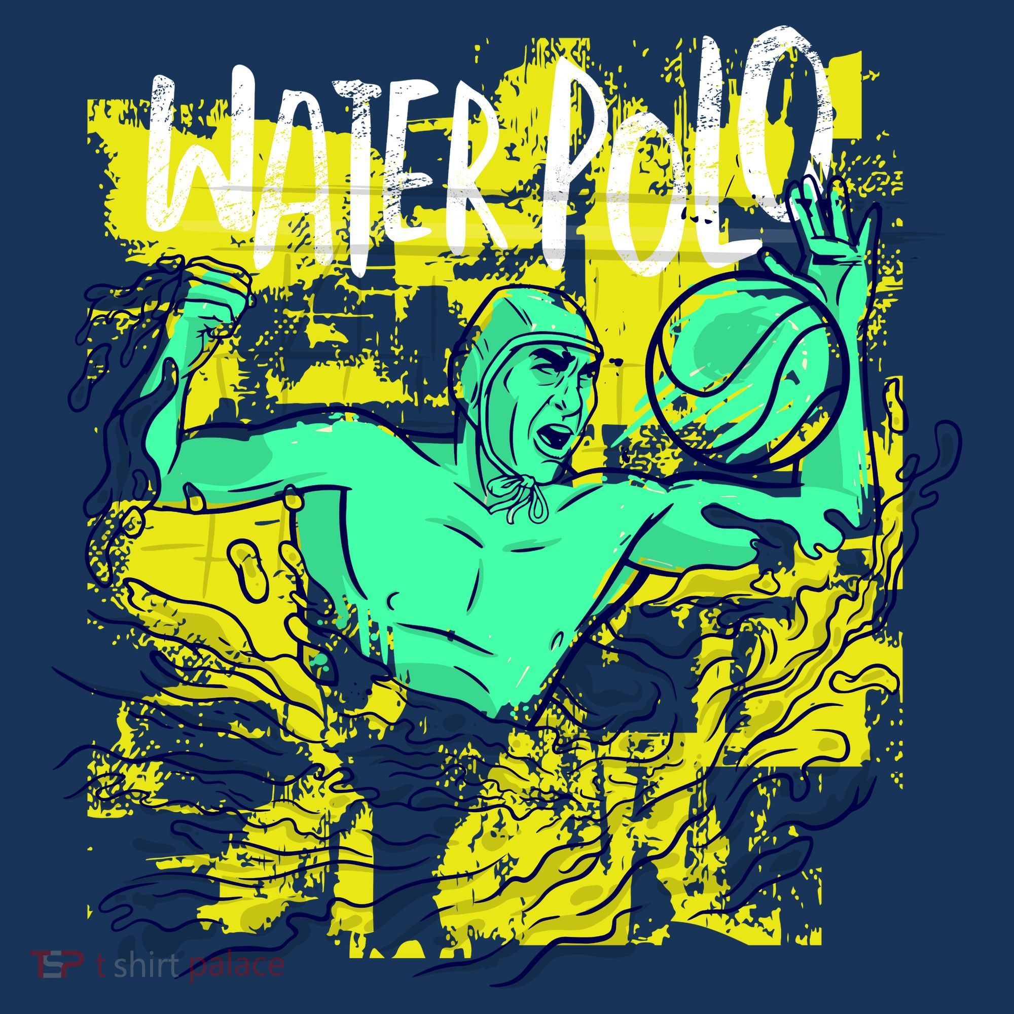 Water Polo Grunge Button
