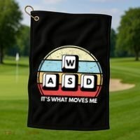 Wasd Pc Gamer Retro Gaming ItS What Moves Me Pc Master Race Gift Golf Towel thumb 1