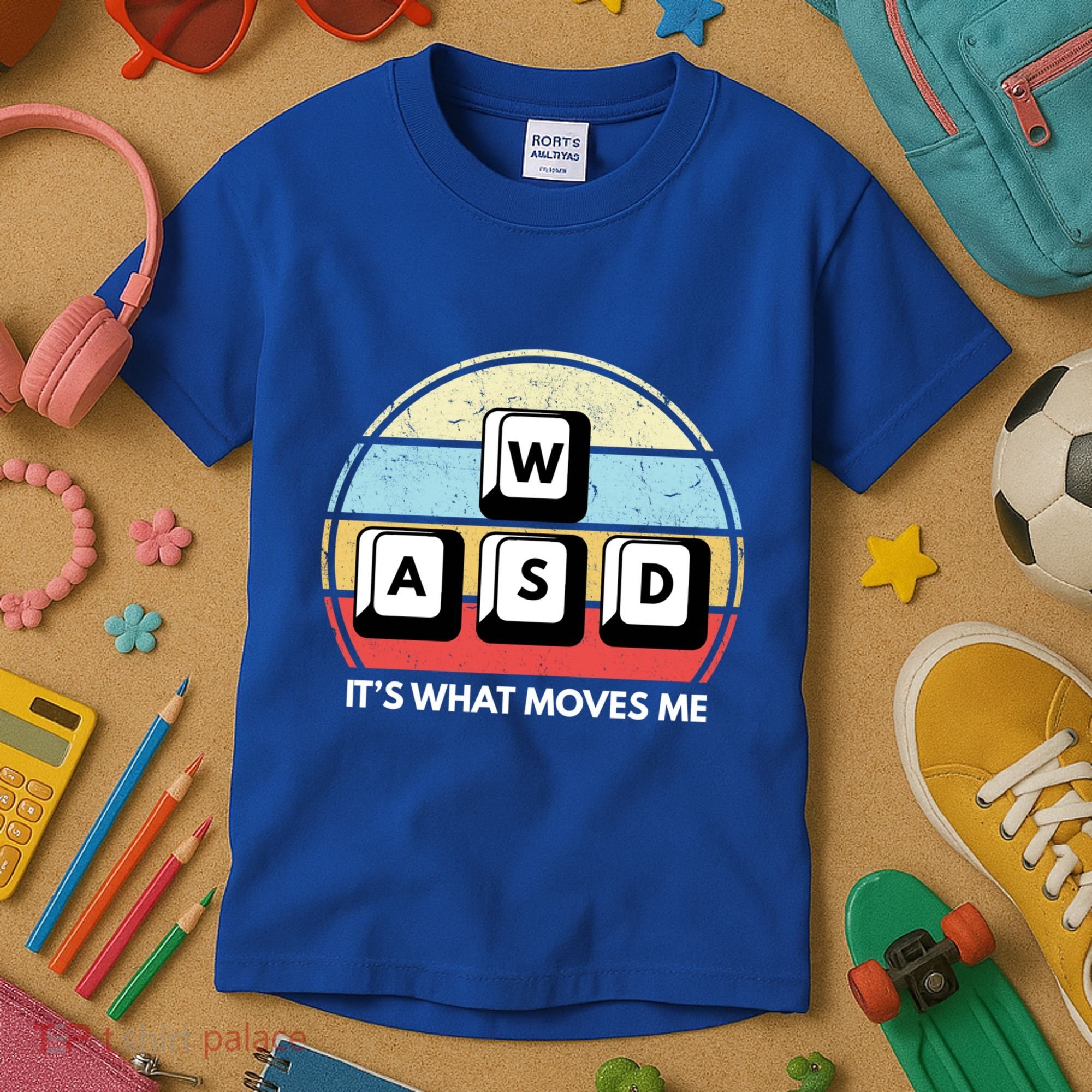 Wasd Pc Gamer Retro Gaming ItS What Moves Me Pc Master Race Gift Kids T-Shirt