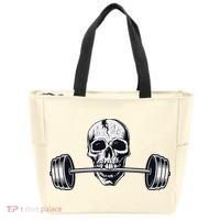 Weightlifting  Powerlifting Heavy Barbell Skull Tote Bag thumb 0