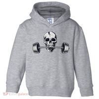 Weightlifting  Powerlifting Heavy Barbell Skull Toddler Hoodie thumb 0