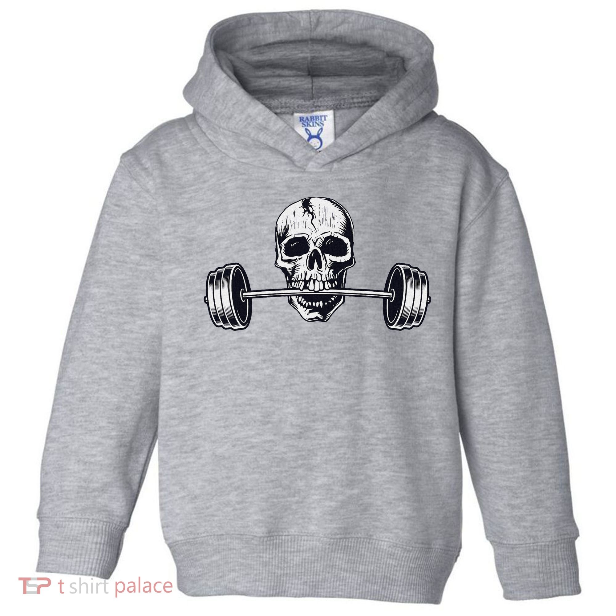 Weightlifting  Powerlifting Heavy Barbell Skull Toddler Hoodie