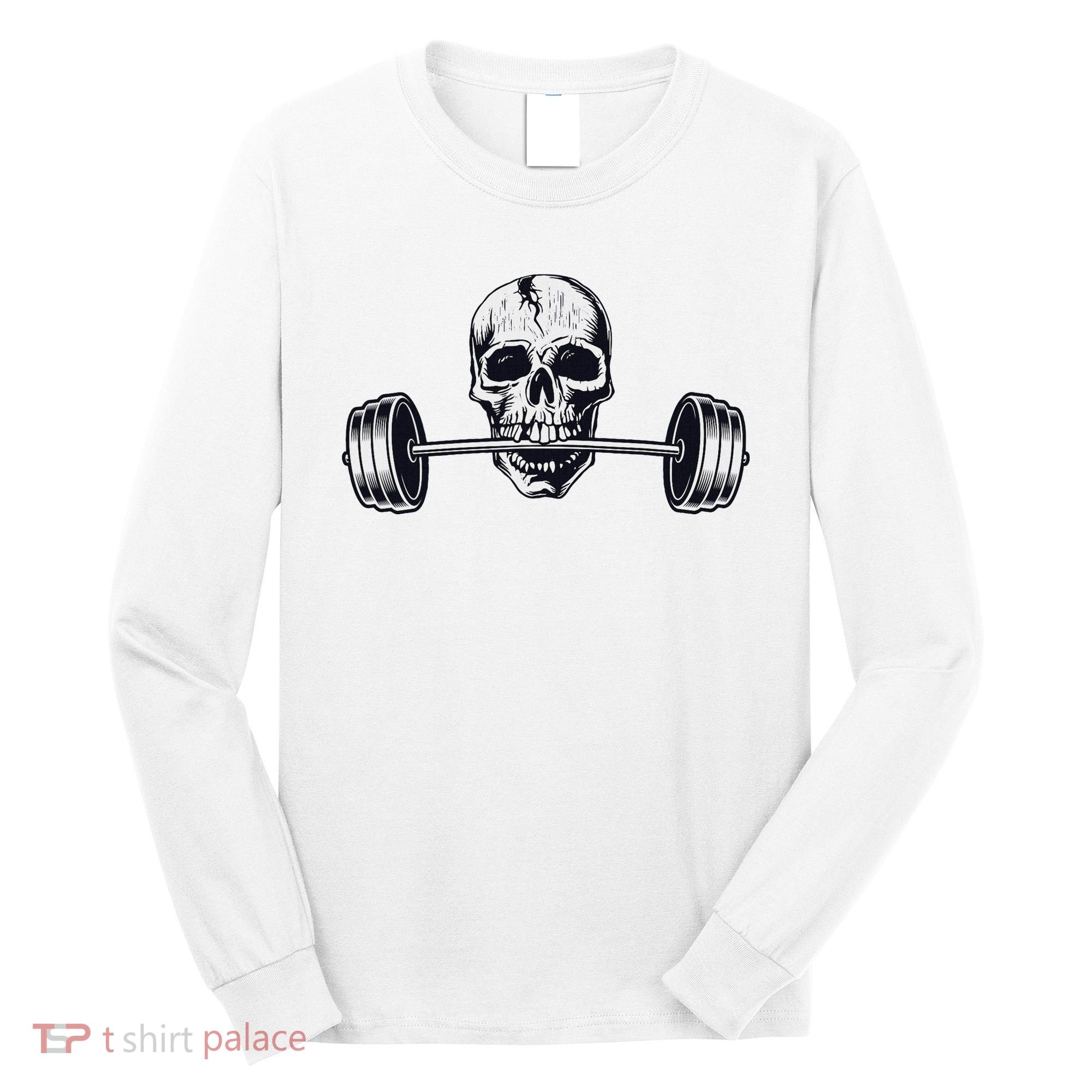 Weightlifting  Powerlifting Heavy Barbell Skull Long Sleeve Shirt
