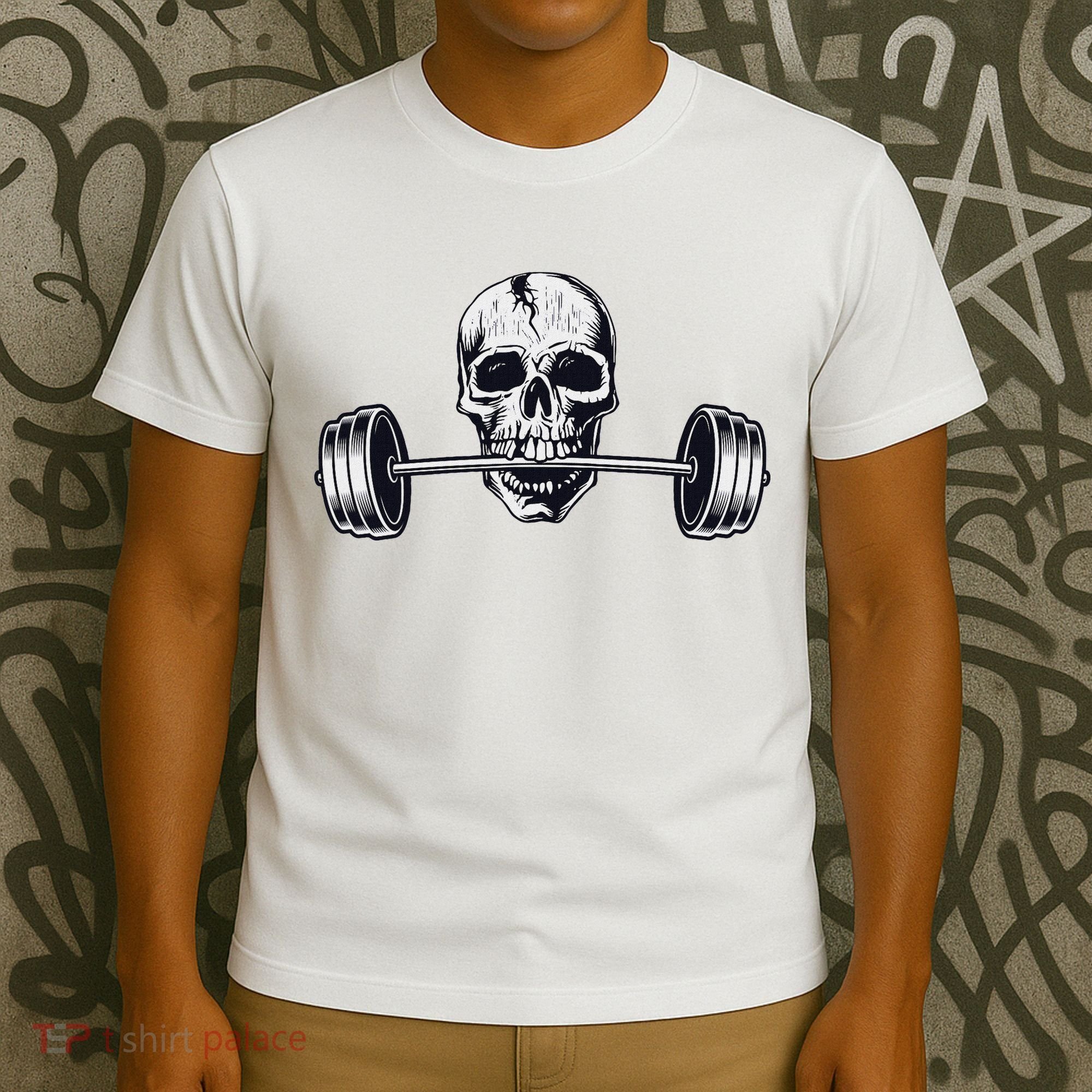 Weightlifting  Powerlifting Heavy Barbell Skull T-Shirt