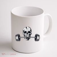 Weightlifting  Powerlifting Heavy Barbell Skull Coffee Mug thumb 1