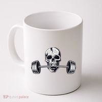Weightlifting  Powerlifting Heavy Barbell Skull Coffee Mug thumb 0