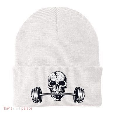 Weightlifting  Powerlifting Heavy Barbell Skull Beanie