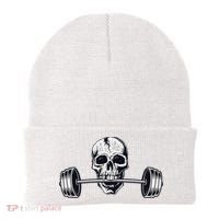 Weightlifting  Powerlifting Heavy Barbell Skull Beanie thumb 0