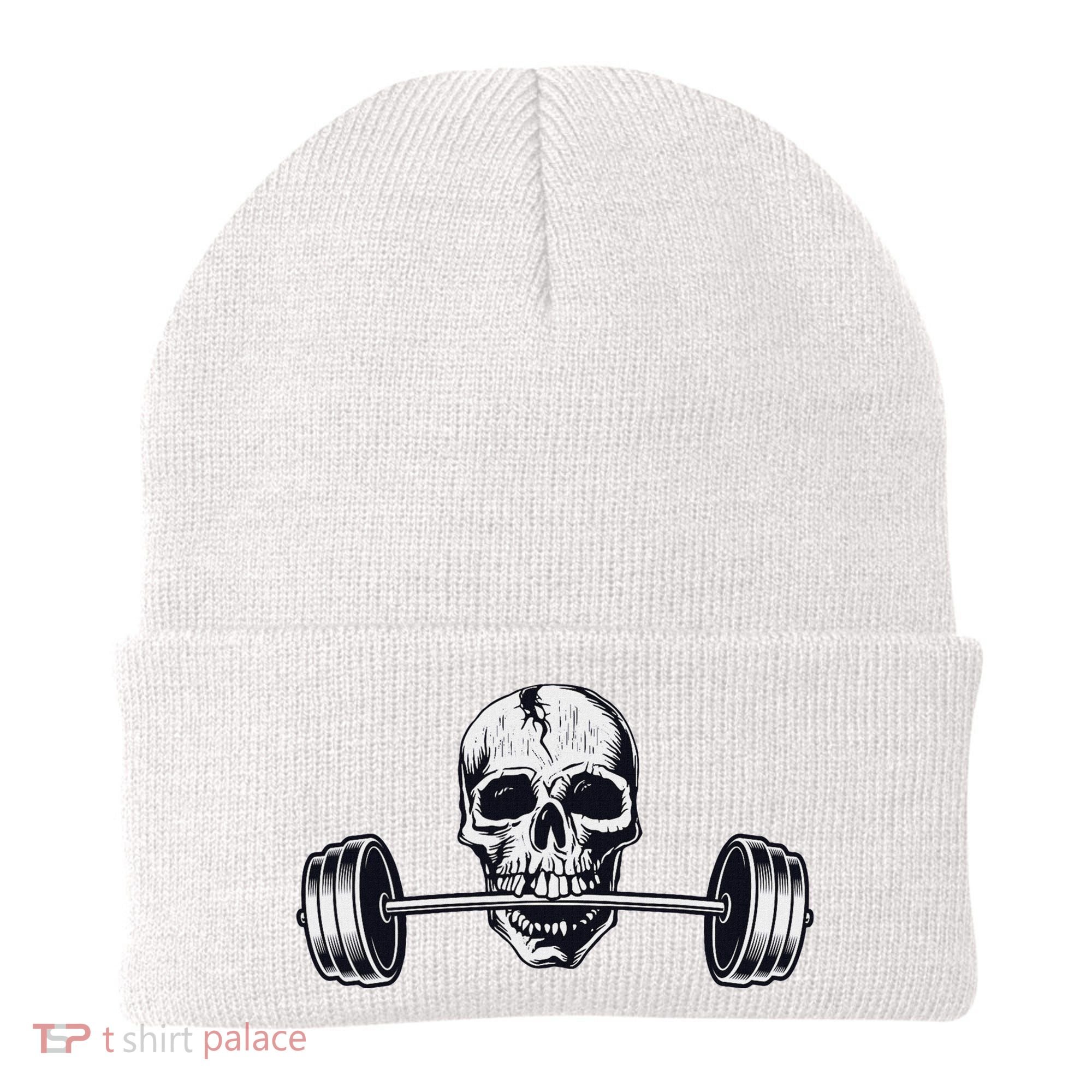 Weightlifting  Powerlifting Heavy Barbell Skull Beanie